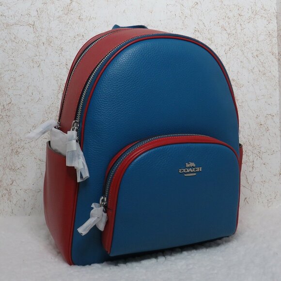 Coach Colorblock Leather Court Backpack (Blue Jay) - Picture 2 of 6
